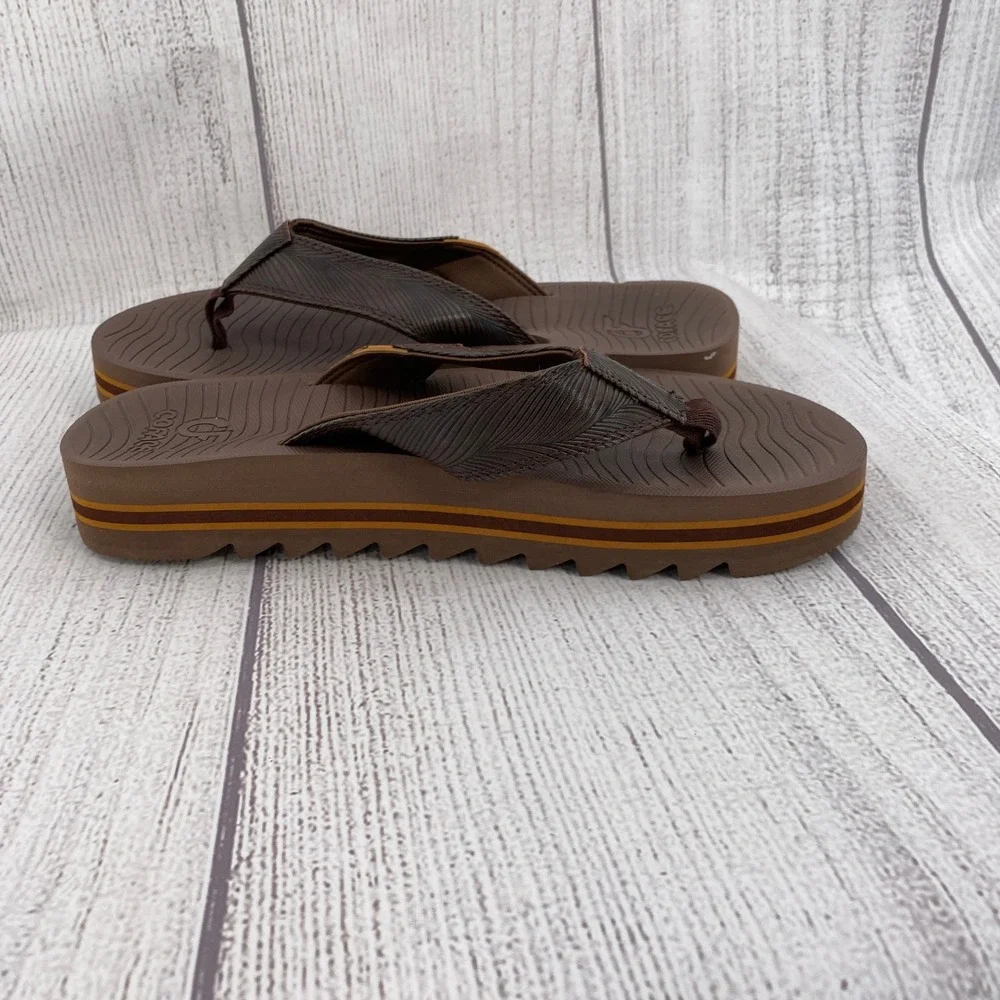 Coface Flip Flop Sandals Mens 10 Brown Yoga Mat Textured Straps Summer Sandal